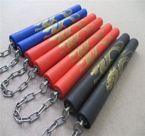  Sıcak dövüş sanatları nunchaku ejderha deseni siyah dövüş sanatları nunchucks paslanmaz çelik çubuklar yeni başlayanlar için kung futrainer4959226