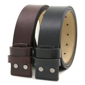 Bälten Mens Belt Pure Cowhide Belt Strap 3,8 cm Inga äkta läderbälten med hål högkvalitativt bälte