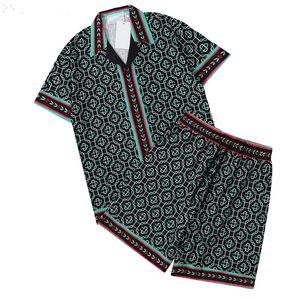 AA модные мужские спортивные костюмы Гавайские пляжные брюки комплект дизайнерских рубашек Рубашка для отдыха с геометрическим рисунком мужская облегающая рубашка для совета директоров шорты с коротким рукавом пляжная рубашка M-3XL
