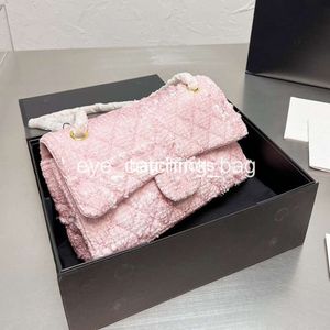 2024 Classic Double Flap Pink Tweed Quilted Bag Gold Argyle Crossbody Shoulder Multi Luxury Designer Handbag Pocket 25cm