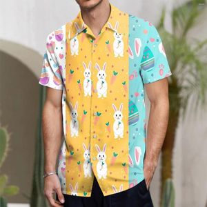 Men's Casual Shirts Mens Fashion Men Easter Spring Shirt 3d Eggs Printing Button Lapel Short Sleeve Man Sunday Holiday Summer Clothing