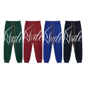 Pants RHUDE Vintage Knitted Sweatpants Men Women High Quality Classic Big letter Logo Jacquard Casual Pants Drawstring Casual Pants