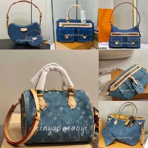 Bolsa de ombro azul mensageiro, bolsa mensageiro para homens e mulheres, com fecho, carta, crossbody, cowboy, bolsa de ombro, bolsas removíveis, totes