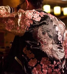 Makuluya Hochwertige Wendemäntel High Street Streetwear Yokosuka Sakura Kirschblüten Drachenstickerei Jacke L65957310