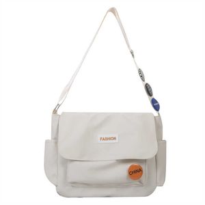 Fashion Canvas Bags Spring Nylon Large Bag Student Class One Shoulder Crossbody Korean Version Simple and Cute