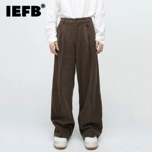 Pantaloni IEFB Inverno Nuovo Maschio Casual Pantaloni Dell'abito Semplice Pieghettato Personalità Pantaloni da Uomo Tendenza Stile Coreano Abbigliamento da Uomo Allentato 9C3821