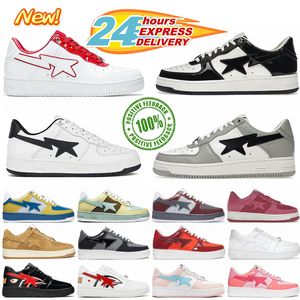 2024 designer sta sapatos casuais baixos homens e mulheres preto branco verde skate esportes bapely tênis ao ar livre sapatos de couro impermeável tamanho 36-45 com caixa