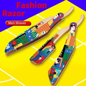 Razor New Fashion Graffiti Design Men's Barber Razor Colorful Cool Haircut Tools Men Shaver Metal Universal Doubleedged Blade