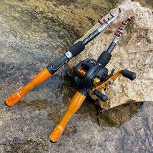 Combo Ghotda Telescopic Rock Fishing Rod matare Kolfiber Fiske 1,8 m 1,6 m 1,3 m mini Bolllager: 17+1BB Fishing Reel Kit