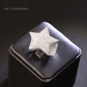 RTS Star Style Sterling Sier Cuban Ice Out Moissanite Hip Hop Ring for Man