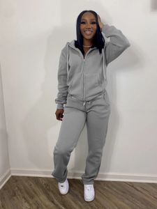 Two piece women sweatpants and hoodie set Gray red black blue sweatsuits for women Casual tracksuit suit women set 240301