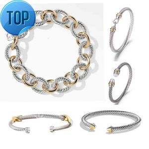 Dy Twisted Bracelet Classic Luxury Bracelets Designer for Women Fashion Jewelry Gold Silver Pearl Cross Diamond Hip Hot Party Wedding Gift Wholesale