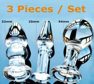 w1022 Cheap 3 pcs Set Pyrex Glass Anal Butt Plugs Beads Crystal Dildo Adult Sex toys female male masturbation products for women m8504821