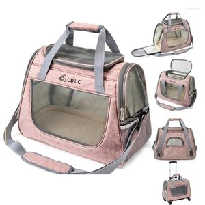 Trasportino per gatti Borsa portatile per auto Il grande finestrino laterale può essere dotato di barra di traino Pet Traspirante Imbracatura da viaggio pieghevole