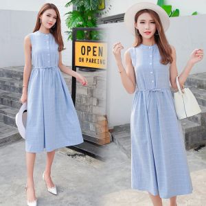 Dresses Summer Maternity Dress Cotton Linen Pregnancy Clothes Sleeveless Nursing Dress Plaid Dress for Pregnant Women Breasteeding Dress