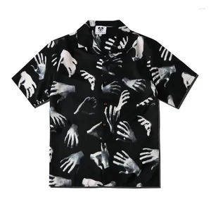 Мужские повседневные рубашки Koszula, летние мужские винтажные темные рубашки с принтом пальм, роскошные рубашки больших размеров с короткими рукавами, модная сорочка Homme