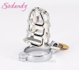 Sodandy Devices Mens Cock Cage Metal Belt Penis Restraints Locking Cock Ring Alloy CBT Cockring Sex Toys Y190527037989528