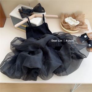 Vestidos vestido de renda roupas para cães de estimação suspender saia roupas para cães gato pequena impressão bonito fino verão preto moda menina chihuahua pet