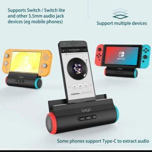 Stand Taşınabilir Anahtar Şarj Dock İstasyonu Standı, Nintendo Switch/Switch Lite Mini 2019 için stereo sesli hoparlör hoparlör