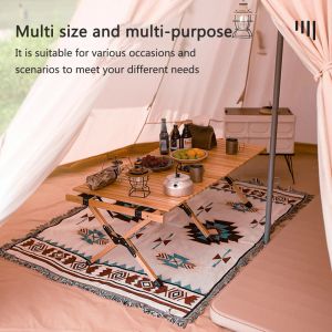 Mat Nordic Bohemian Incets Plaid Retro Ethnic Camping Mat Soft Tent Bed Mat Mat Outdoor Picnic Travel Rug Tassels Linen