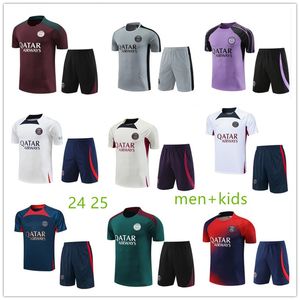 2023 2024 Felpa PARIS Sportswear PSGEs tuta da allenamento tuta a maniche corte 24 25 kit maglia da calcio uniforme chandal adulto uomo kit tuta da calcio per bambini