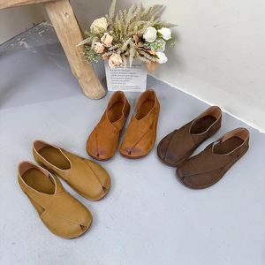 Genuine Leather Belt Flats Shoes For Women Luxury Casual Ladies