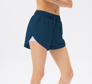 Aloyoga shorts feminino nu yoga apertado ajuste cintura alta hip levantamento elástico treinamento de corrida fitness cordão esportes bolsos 366