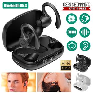 Kablosuz Bluetooth 5.3 Kulaklık TWS Kulaklıklar Stereo Kulaklıklar Kanca Kulaklıkları Bluetooth Kulaklıklar Çift Kanca Kablosuz Mikrofon Bluetooth kulaklıklar