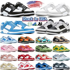 Designer Running Shoes Lows White Black Panda For Men Women US Stocking Local Warehouse Flat Sneakers Grey Fog UNC Coast University Red Argon Sports Mens Trainers GAI