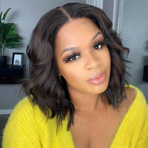 V Part Wig Short Curly Wavy Bob Half Wigs for Black Women Upart Wigs Shoulder Length Clip In Half Thin Part Wig Bob Wavy Hair sew in no leave out 14 Inch