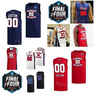 Florida Atlantic Owls FAU College 2 Nicholas Boyd Jersey Pallacanestro 2023 Final Four 11 Michael Forrest 4 Bryan Greenlee 1 Johnell Davis 15 Alijah Martin Sewing NCAA