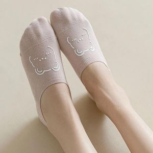 Meias femininas resistentes de algodão antibacteriano engraçado absorção de suor moda feminina bonito barco estilo japonês invisível