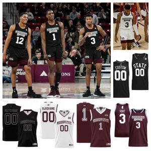 Mississippi State Bulldogs 20 Harrison Alexander 10 Dashawn Davis 11 Maglia da basket Trey Fort 13 Josh Hubbard 40 Trey Jackson III 5 Shawn Jones Jr. cucita su misura