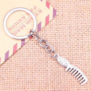 Keychains 20pcs Fashion Keychain 35x9mm Double Sided Comb Pendants DIY Men Jewelry Car Key Chain Ring Holder Souvenir For Gift