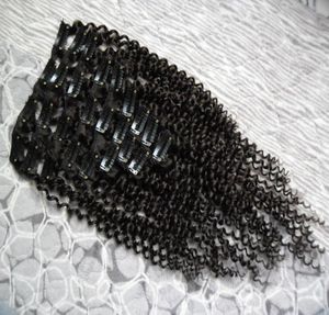 14Quot 16 Quot 20quot 22quot 24 Quot Kinky Curly Clip in Human Hair Extensions 4b 4c Brazylijskie ludzkie włosy 2967402