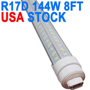 Lâmpada LED R17D de 8 pés, em forma de V, tubos LED T8 de 144 Watts, tampa limpa, 18000LM super brilhante, luz de loja de 2 pinos, 6500K, T8 T10 T12 luz fluorescente de substituição Barn crestech