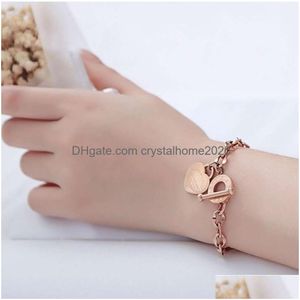 Anybracelet Ot Nuovo design di nicchia Ins Bracciale da donna in acciaio al vento Pulsante Amore Il cuore in acciaio può essere inciso Consegna a goccia Dhfhy