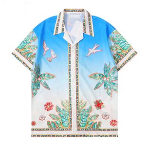 24 Camicia hawaiana a maniche corte da uomo Camicia casual da bowling con bottoni floreali alla moda Camicia da uomo estiva M-3X