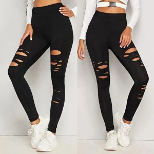 Capris 2023 Spring och Autumn New Elastic Tight Perforated Sports Pants Milk Silk Silk Slim Female Comant Bekväma Yoga byxor