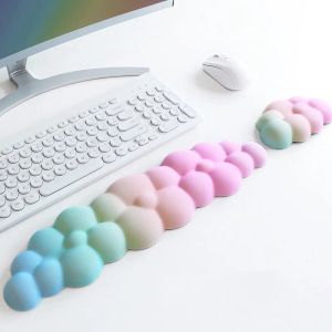 Almofadas em forma de nuvem teclado descanso de pulso couro macio memória espuma mouse almofada suporte de pulso almofada alívio da dor ergonômico computador mousepad