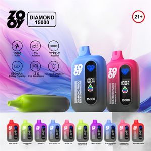 Cigarro eletrônico ZOOY diamante puff 15000 descartáveis vape puffs 15k vape caneta vapes puffbar puffs e-cigarro com bobina de malha led running lamp dispositivo vaper