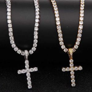 Cross Pendant Necklaces Necklace Hip Hop 4mm 5mm Vvs Moissanite Diamond Tennis Chain 925 Silver Jewelry 240302