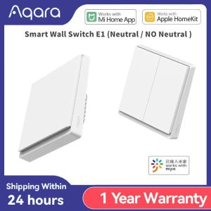 Kontroll 2022 NYA AQARA SMART WALL SWITCH E1 ZIGBEE 3.0 Wireless Light Switch NYCKEL NEJ / med Neutral Fire Wire för Xiaomi Mi Home HomeKit