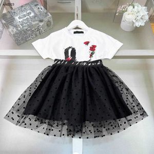 Set di abiti per bambini di moda set di tute per bambini estate taglia da 110-160 cm maglietta a maniche corte e gonna corta in pizzo macchiato 24feb20