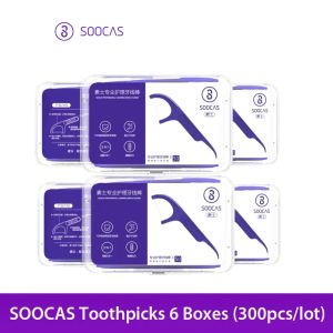 Control SOOCAS Dental Floss Pick Teeth Tooth Toothpicks Stick Oral Care Ergonomic Design FDA Testing Food Grade 50pc/Box