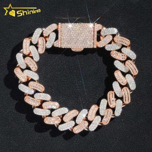 Bracciale bicolore personalizzato Gioielleria raffinata di lusso Catena a maglia cubana Gioielli placcati oro 18 carati Catena a maglia cubana Vvs Moissanite ghiacciata