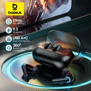 ヘッドフォンbaseus aequr g10ゲームワイヤレスイヤホン25ms低レイテンシA+cデュアルコネビューヘッドフォンBluetooth 5.3空間オーディオTWSイヤホン