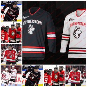 Devon Levi Dylan Sikura Northeastern Hockey Jersey Custom Sched Mens Youth 3 Jayden Struble 8 Adam Gaudette 23 Michael Kesselring Northeastern Huskies koszulki