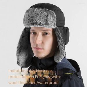 Bonés de ciclismo inverno ao ar livre à prova de vento veludo engrossado totalmente protegido boné de esqui imitação de cabelo à prova dwaterproof água quente orelha protetora