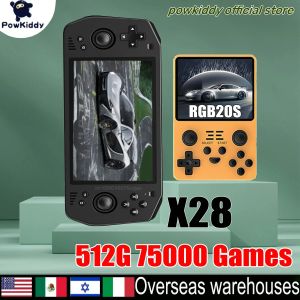 Jogadores Powkiddy X28 RGB20S Portátil PS2 PSP Handheld Game Console HD Dual Card Android11 T618 900 PS One RK3326 Mini Retro Video Games